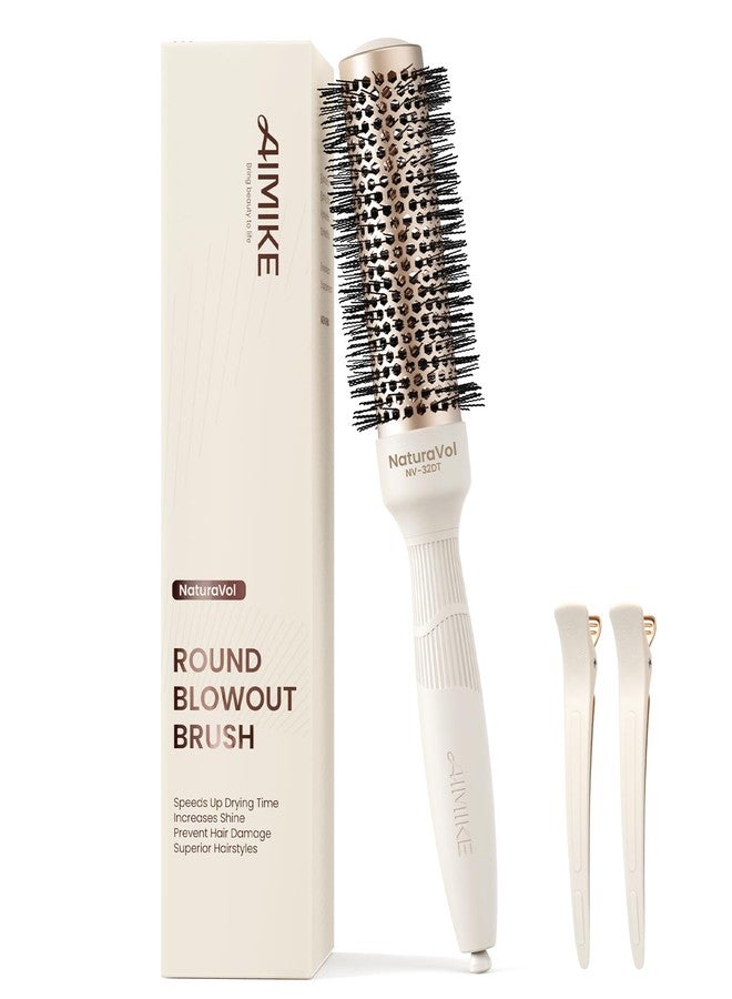 AIMIKE NaturaVol Round Brush for Blow Out, Small Round Hair Brush for Short Hair, Nano Thermal Ceramic Tech Hairbrush for Blow Drying & Curling, with 2 Clips (1.3 Inch Barrel, 2.1 Inch Bristle) - Image 1